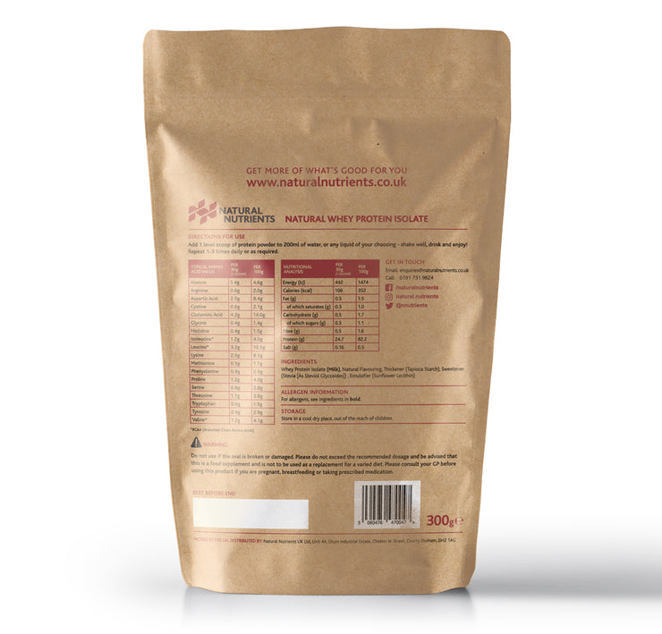 Natural Whey Protein Isolate | Grass Fed | Vanilla Flavoured Powder - Back
