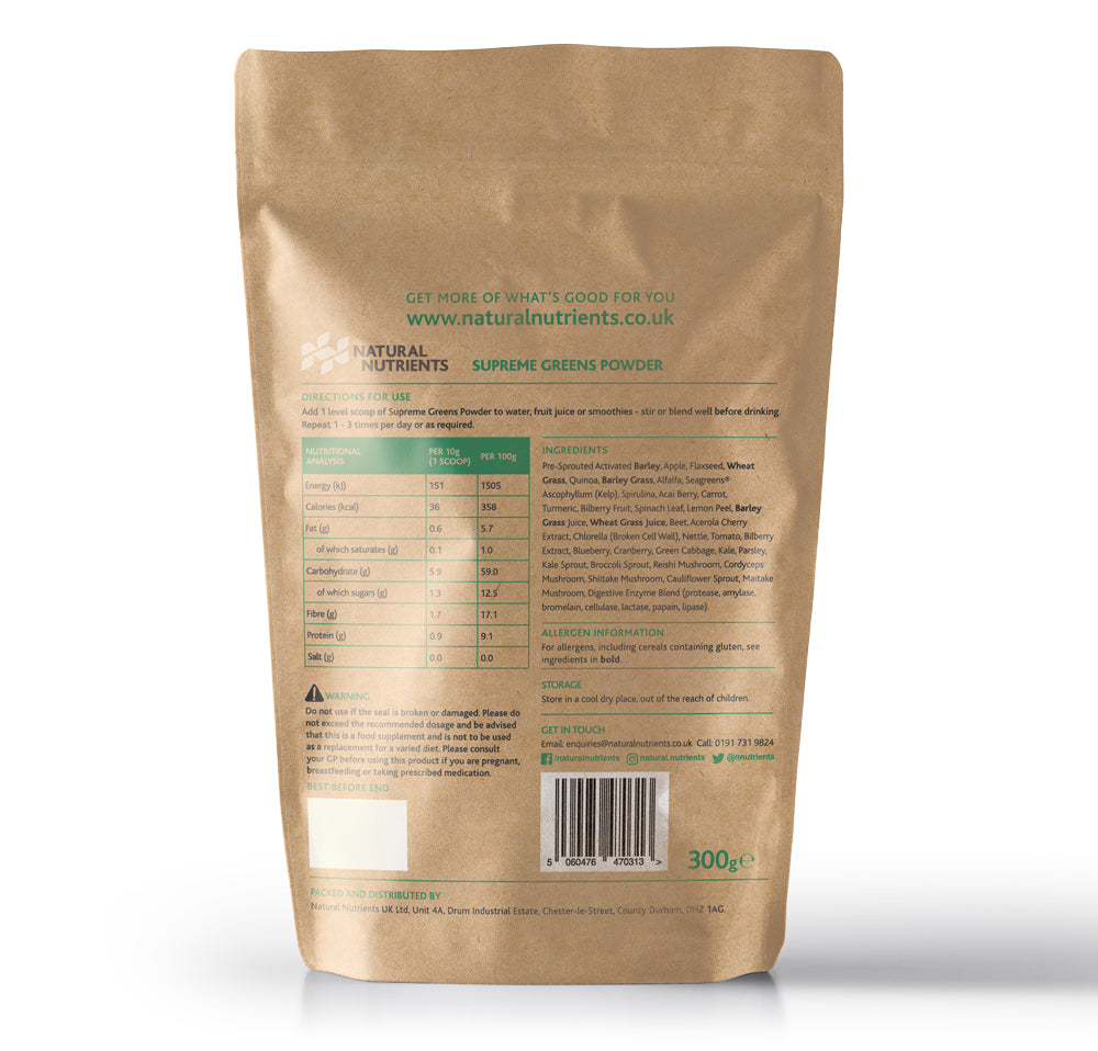 Supreme Greens Powder | Organic Superfood Drink Back